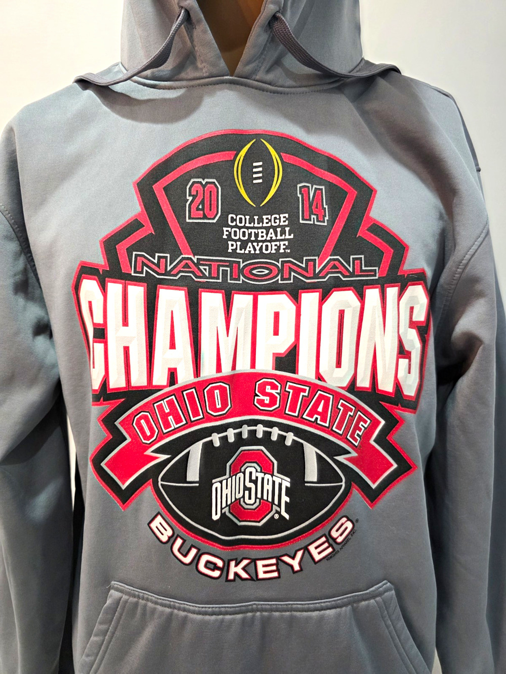 Ohio State Buckeyes 2014 National Champions Gray Hoodie Mens Large NCAA Football